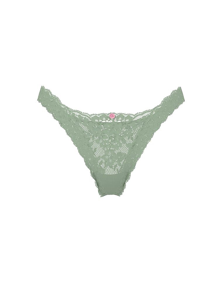 Chiloți brazilieni din dantelă. Produsul este verde și provine din colecția Dream Angels.