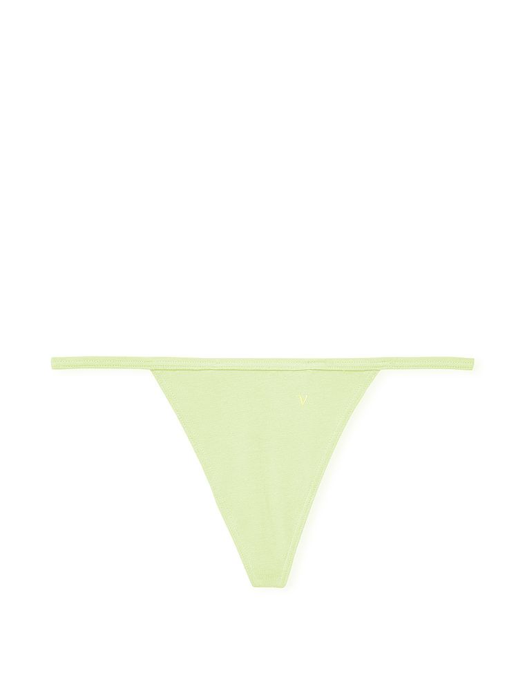 Tanga din bumbac elastic. Produsul este galben și provine din colecția Victoria's Secret.