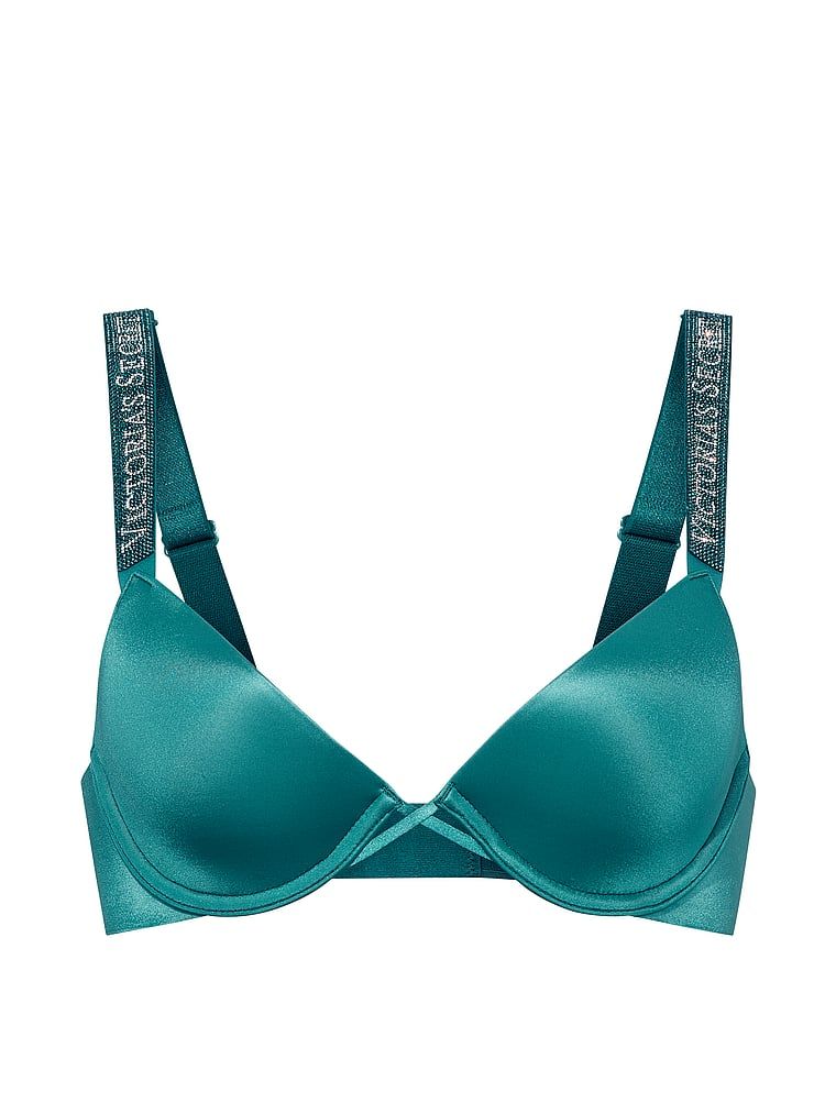 Sutien ușor căptușit cu bretele Shine Strap Demi lucioase. Produsul este de culoare albastră și provine din colecția Very Sexy.