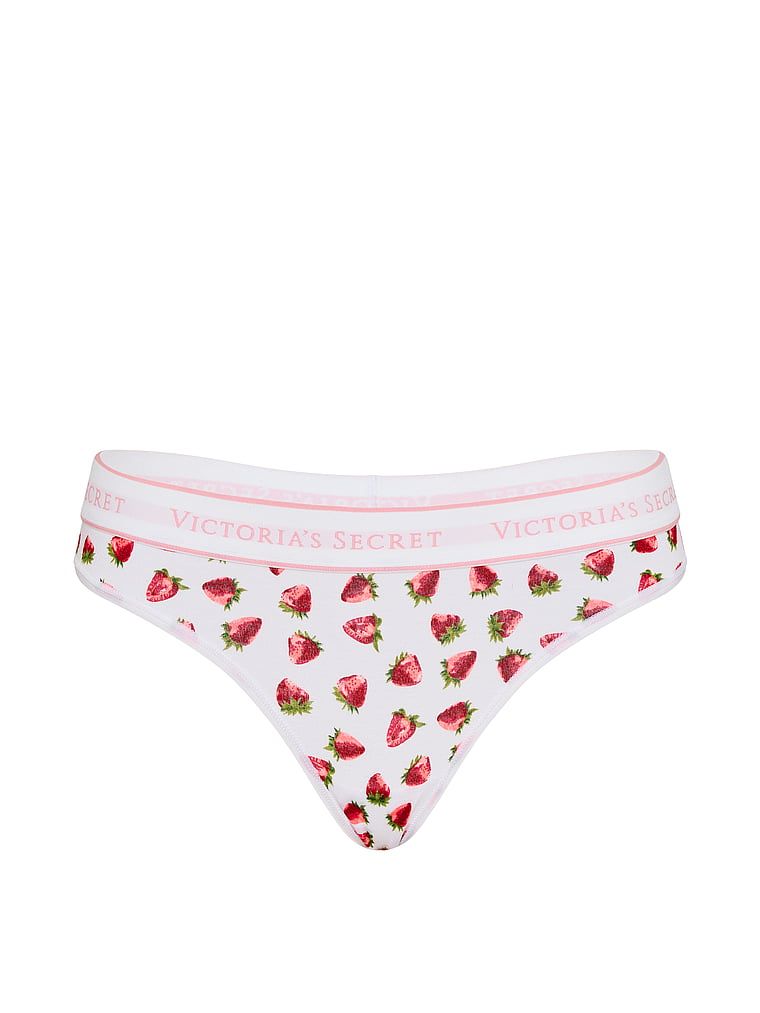 Tanga de bumbac cu logo la talie. Produsul este modelat și provine din colecția Bumbac.
