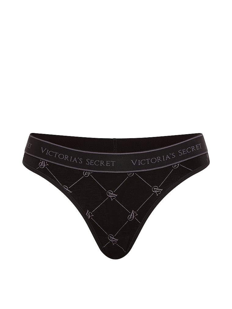 Tanga de bumbac cu logo la talie. Produsul este modelat și provine din colecția Bumbac.