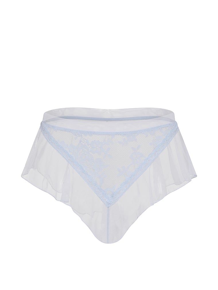 Chiloți brazilieni cu volane: Lace Mesh. Produsul este albastru și provine din colecția Dream Angels.
