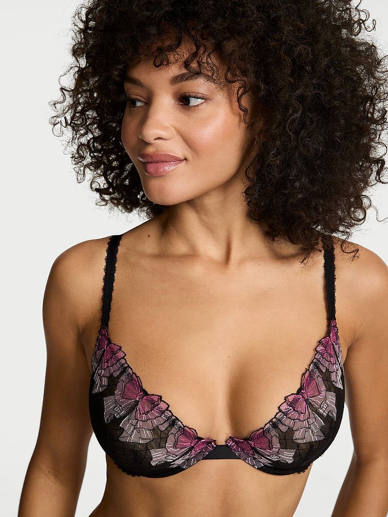 Victoria's Secret Sutien Demi Tease fără căptușeală, cu broderie cu funde