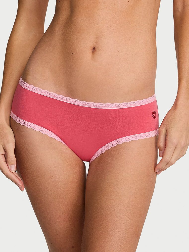 Lace Trim Chiloți Cheeky din bumbac cu talie din dantelă
