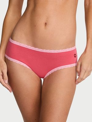 Lace Trim Chiloți Cheeky din bumbac cu talie din dantelă