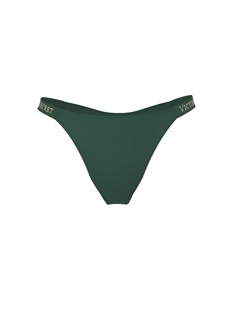 Chiloți brazilieni cu dungi braziliene Shine Trap. Produsul este de culoare verde și provine din colecția Very Sexy.