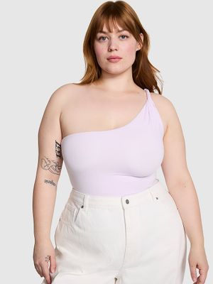 PINK Maiou elastic cu bretea răsucită pe un singur umăr