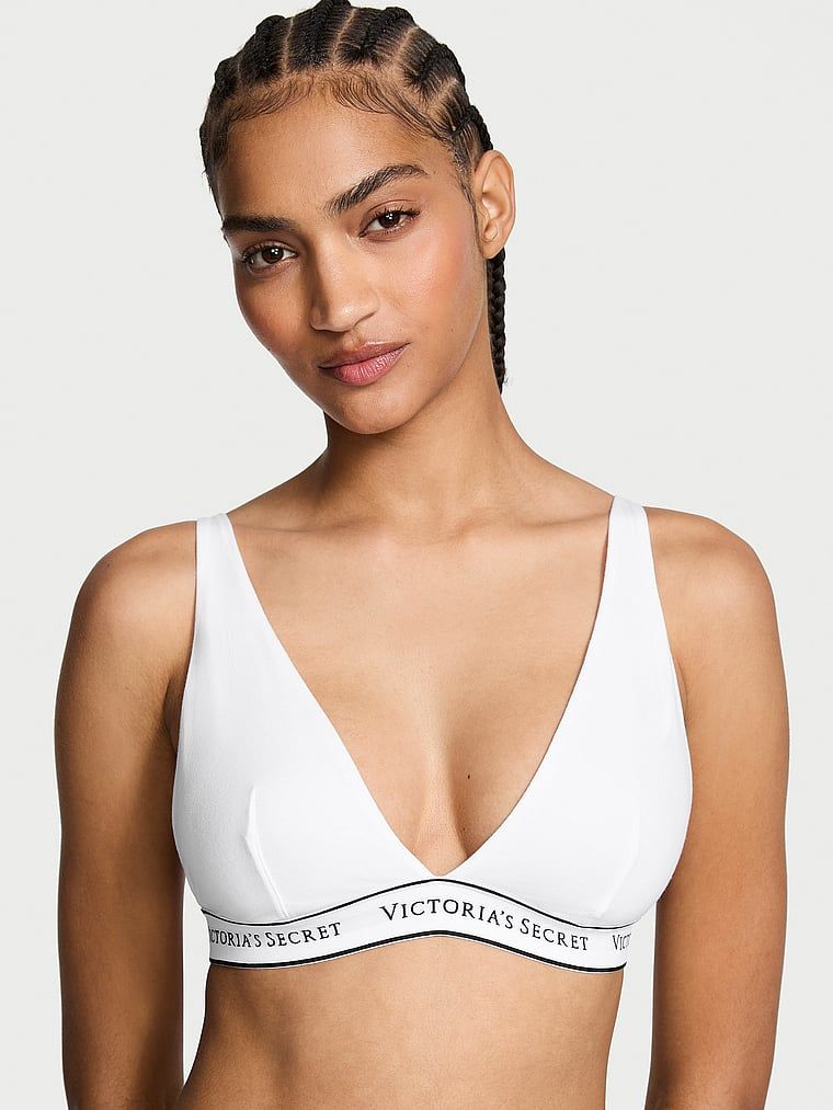 T-shirt Sutien Bralette Plunge din bumbac, fără sârme