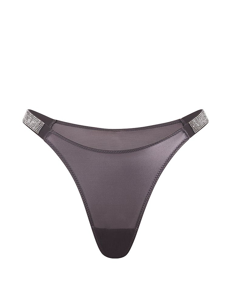 Chiloți brazilieni din dantelă cu dungi braziliene Shine Strap. Produsul este de culoare gri și provine din colecția Very Sexy.