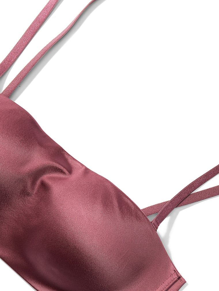 Bandeau fără bretele și sutien push-up cu sârmă. Produsul este roz și provine din colecția Invisible by Victoria's Secret.