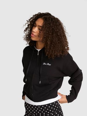 Hanorac scurt cu glugă și fermoar Campus Fleece