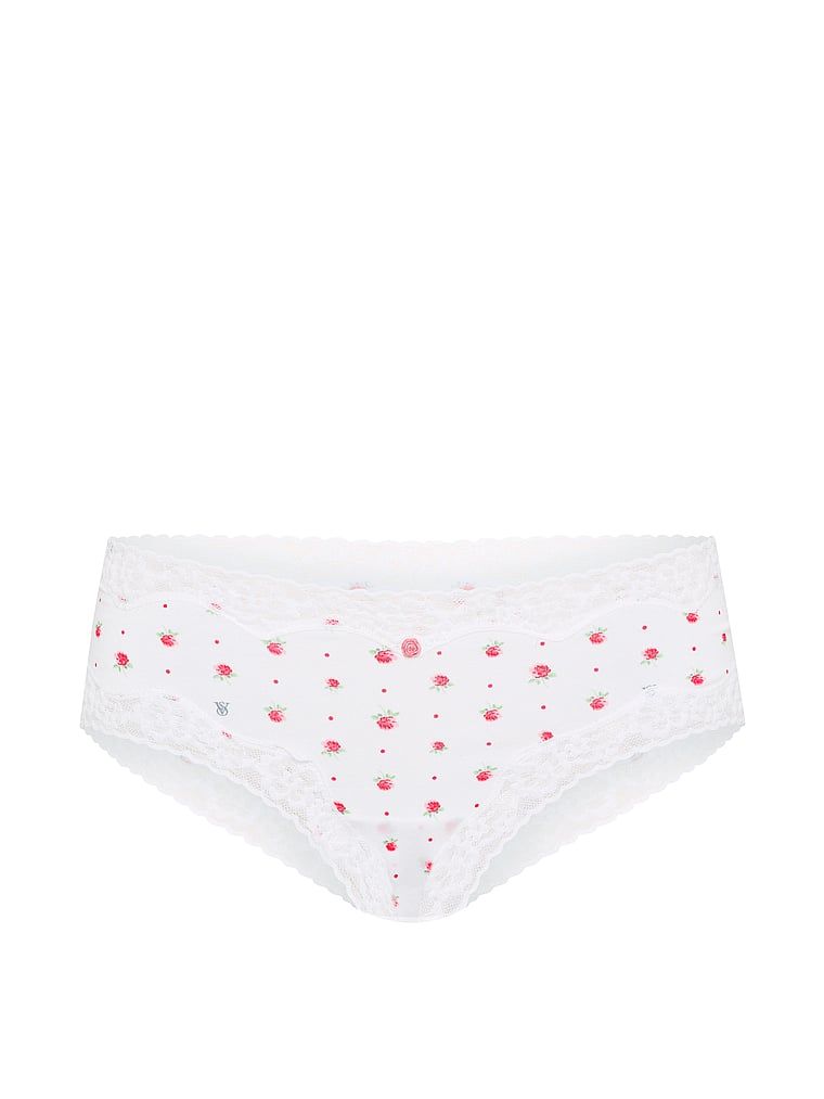 Chiloți de bumbac cu dantelă pe margini, dantelă-talie obraznică. Produsul are o culoare florală și provine din colecția Lace Trim.
