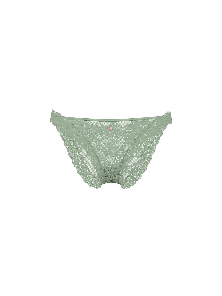 Chiloți bikini din dantelă. Produsul este verde și provine din colecția Dream Angels.