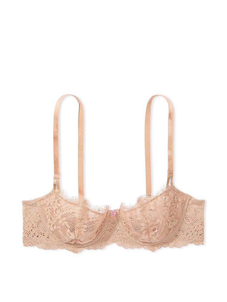 Sutien balconette fără căptușeală Wicked Unlined Lace Balconette. Produsul este bej și provine din colecția Dream Angels.