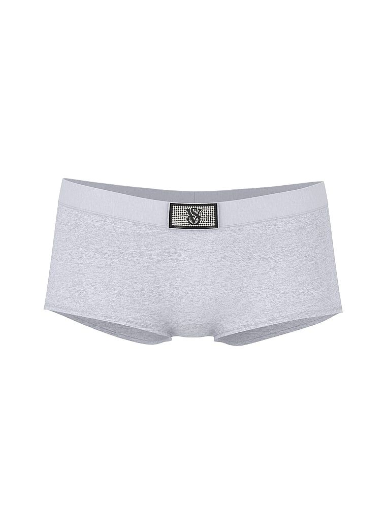 Pantaloni scurți din bumbac cu sigla Shine Patch strălucitor. Produsul este de culoare gri și provine din colecția Bumbac.