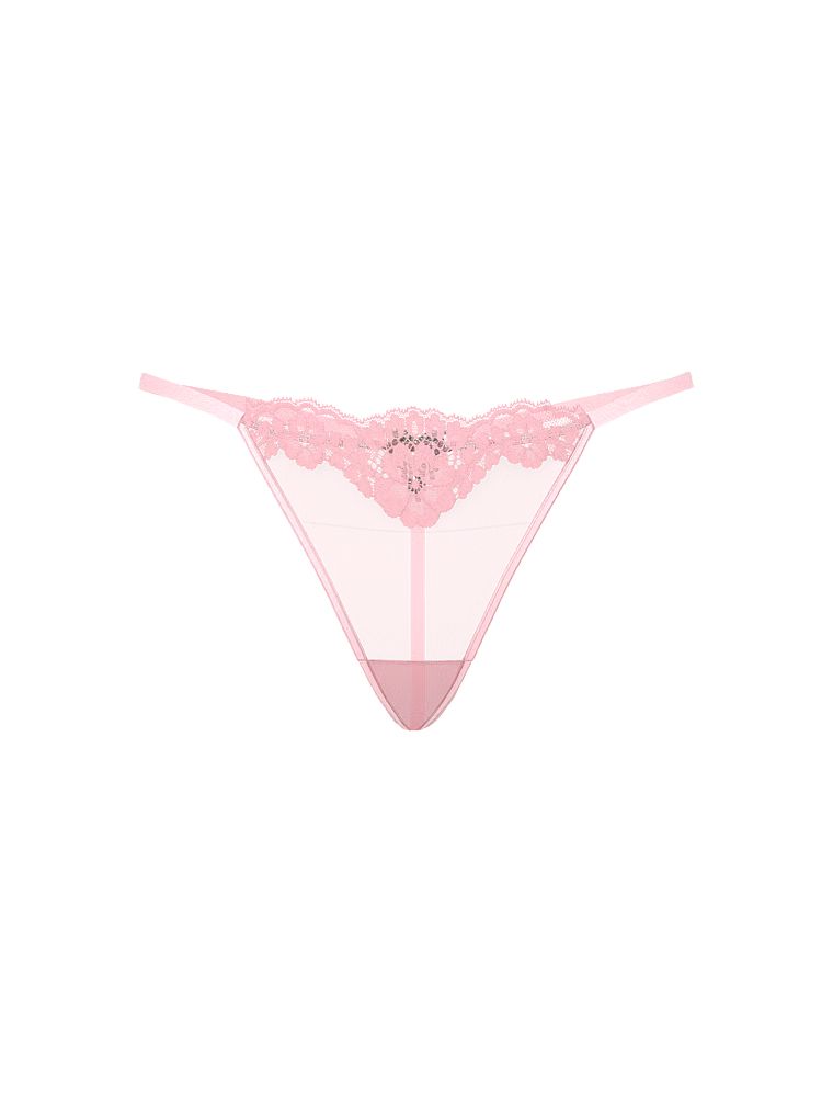 Tanga Crystal Heartware cu o inimă sclipitoare în spate. Produsul este roz și provine din colecția Dream Angels.