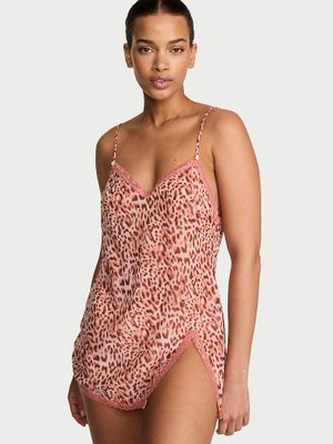 Dream Angels Rochie mini tip Slip Tease din șifon cu margini din dantelă