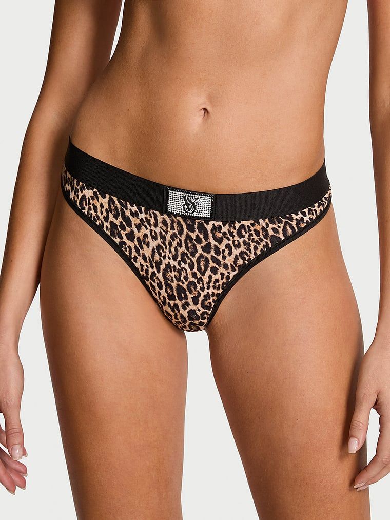 Tanga din bumbac cu logo Shine Patch strălucitor. Produsul are un design animal și provine din colecția Cottumbac.