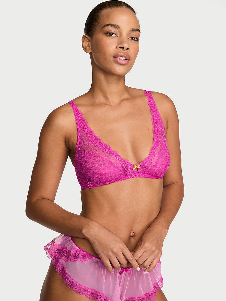 Victoria's Secret Bustieră Bralette Tease din dantelă, fără sârme, cu decolteu adânc