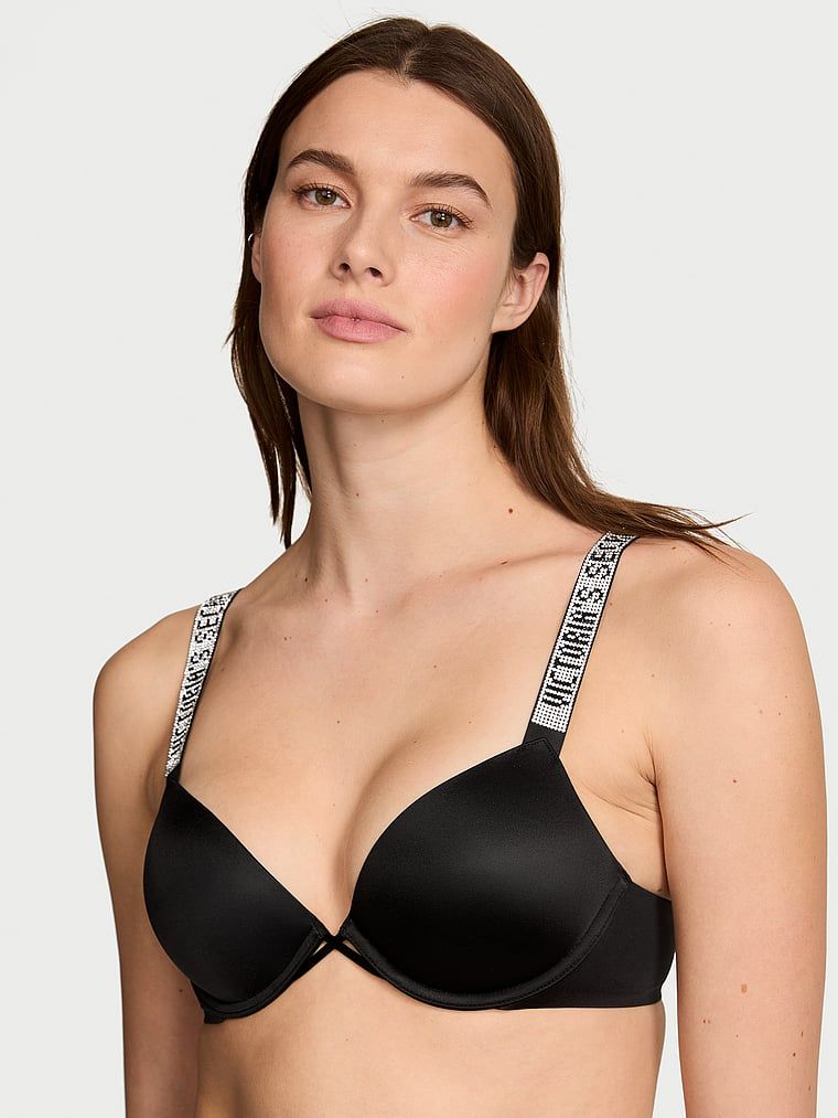 Very Sexy Sutien Push-up cu bretele strălucitoare
