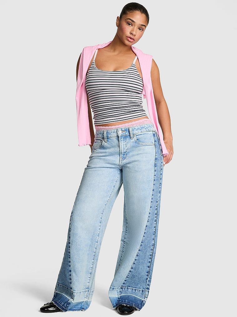 Blugi baggy cu croi larg și talie medie Denim by PINK