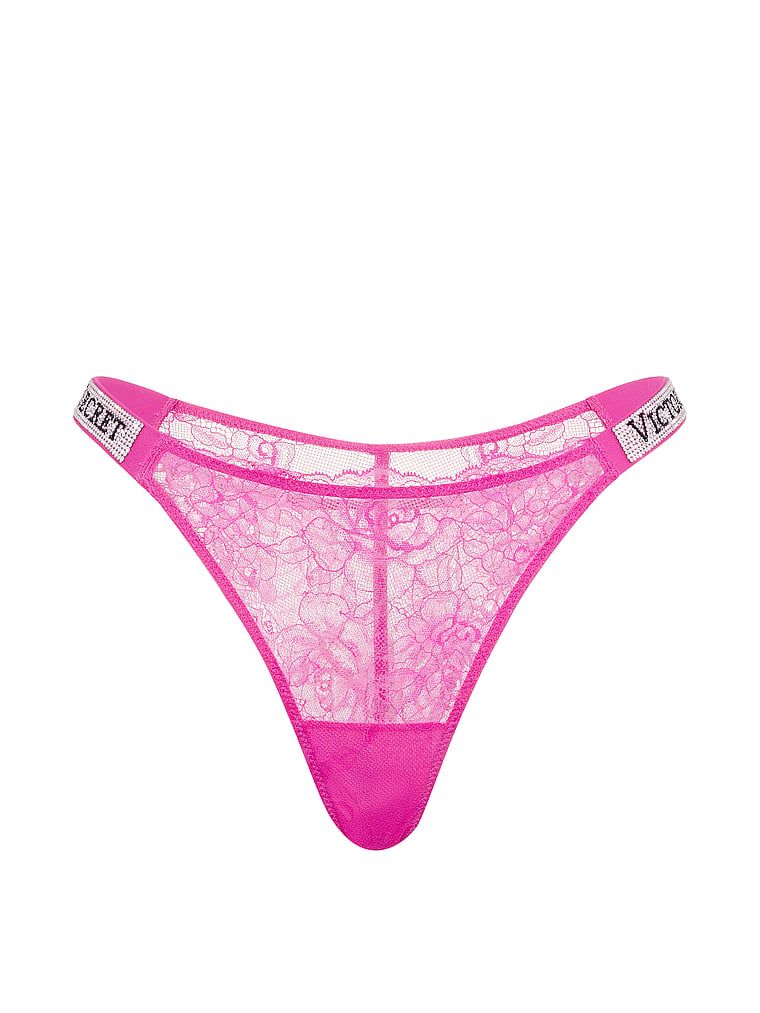 Chiloți brazilieni din dantelă cu dungi braziliene Shine Strap. Produsul este roz și provine din colecția Very Sexy.