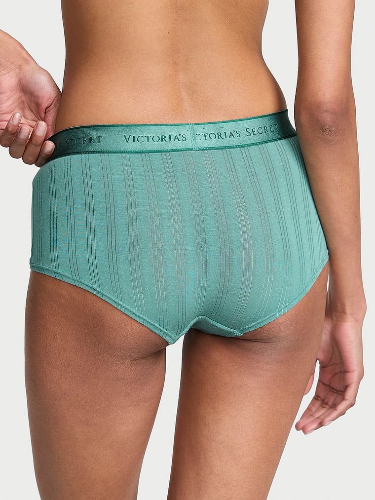 Pantaloni scurți din modal Ultra-Fine Logo Boyshort. Produsul este de culoare albastră și provine din colecția Bumbac.