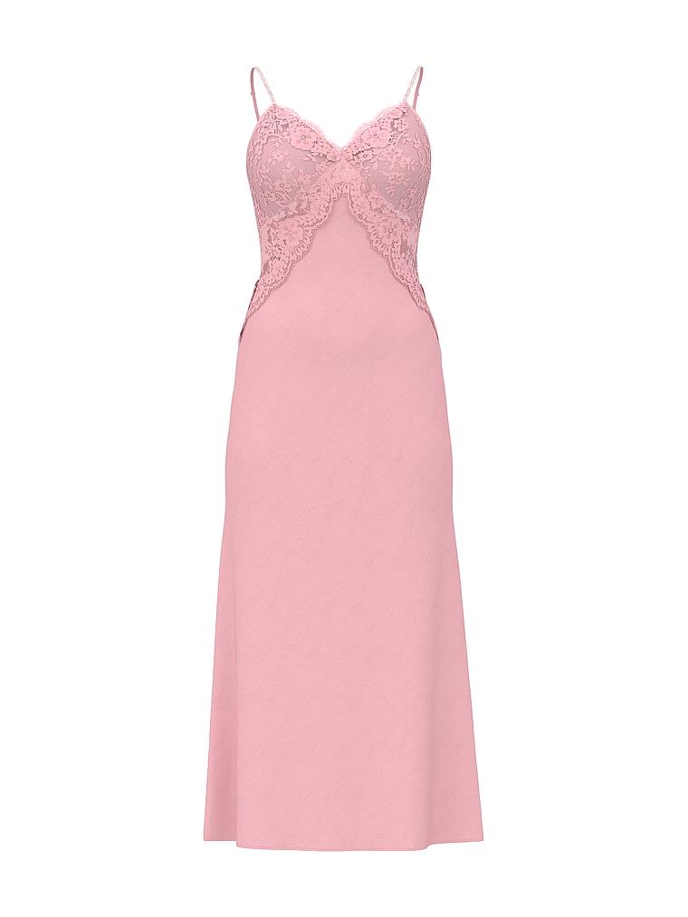 Cămașa lungă de noapte din satin Twinkle. Produsul este roz și provine din colecția Dream Angels.