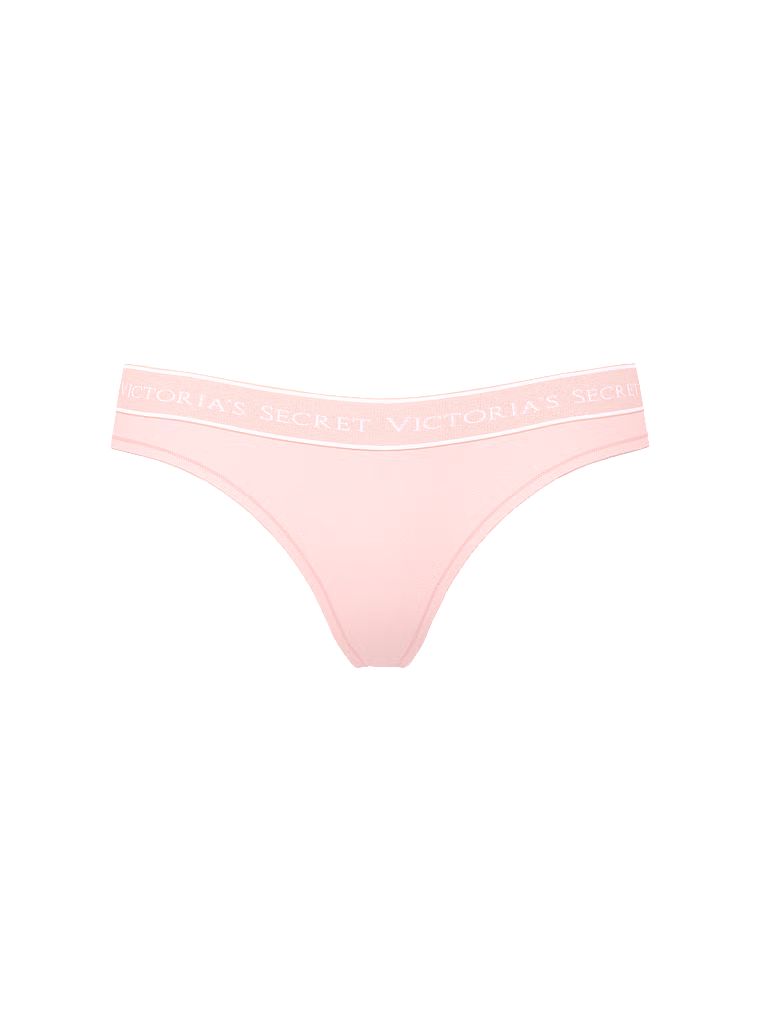 Tanga din bumbac cu logo în talie. Produsul este de culoare roz și provine din colecția Cottumbac.