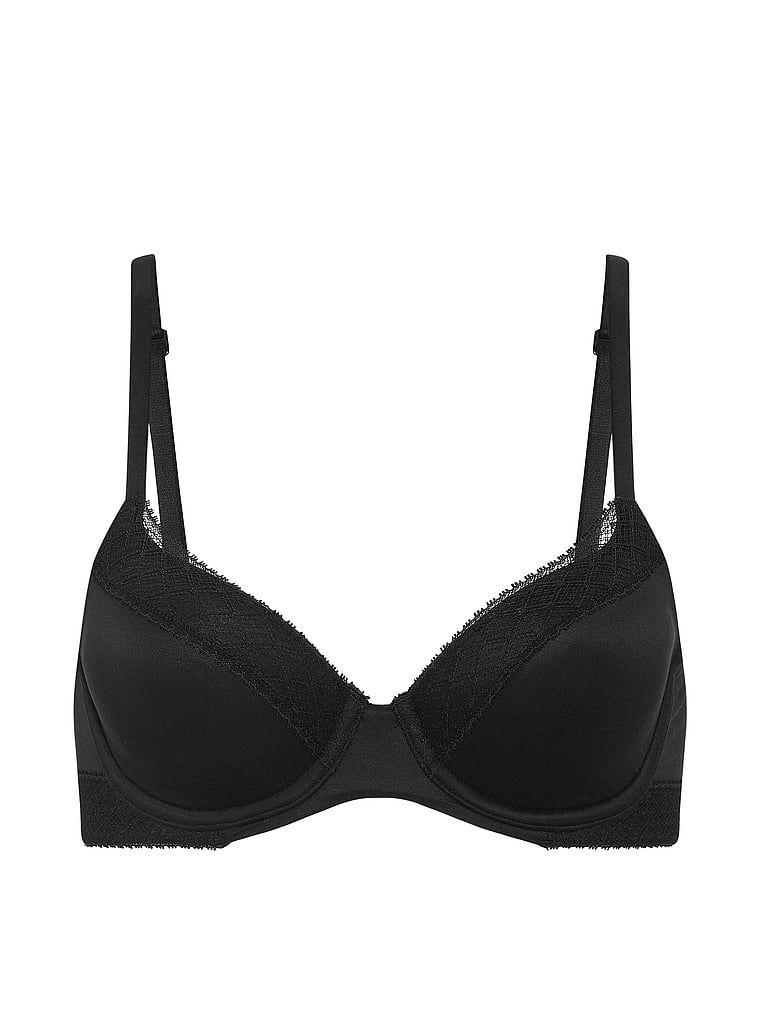 Suten ușor căptușit cu inserții demi din dantelă. Produsul este negru și provine din colecția Body by Victoria.