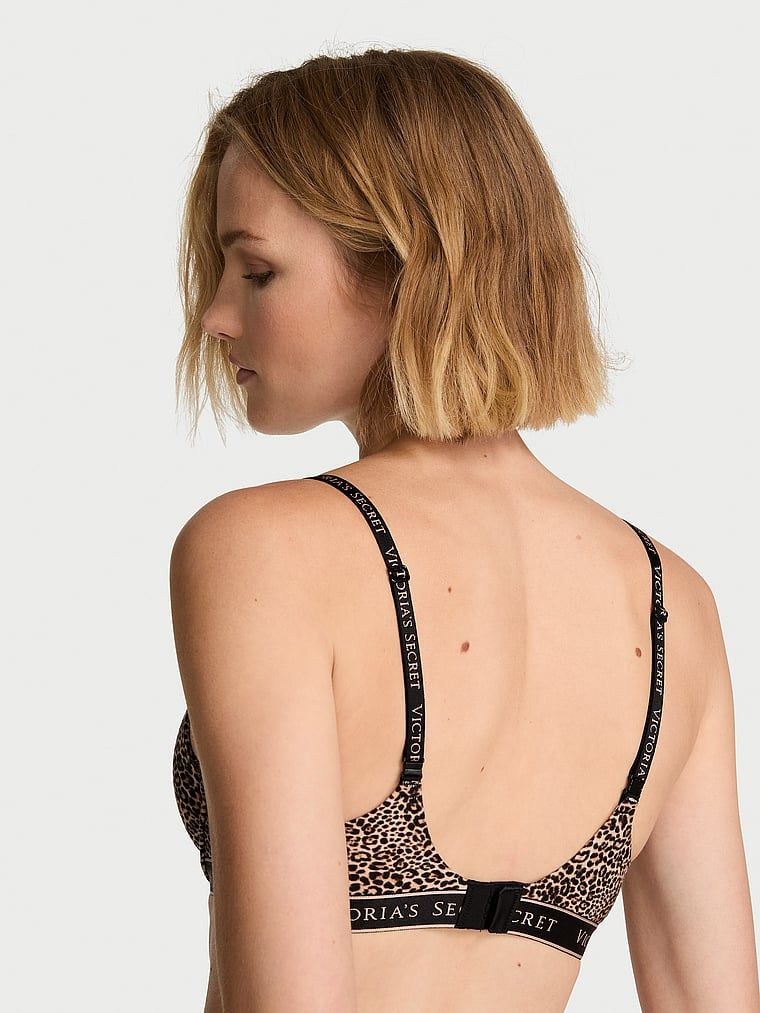 Sutien de bumbac push-up Perfect Shape. Produsul are o culoare cu motiv animal și provine din colecția de tricouri.