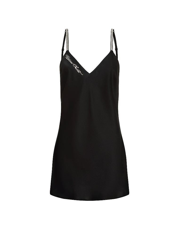 Cămașă de noapte din satin Shine Script. Produsul este negru și provine din colecția Very Sexy.