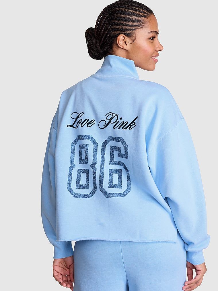 PINK Bluză Campus Fleece cu fermoar 1/4 (croială dreaptă)
