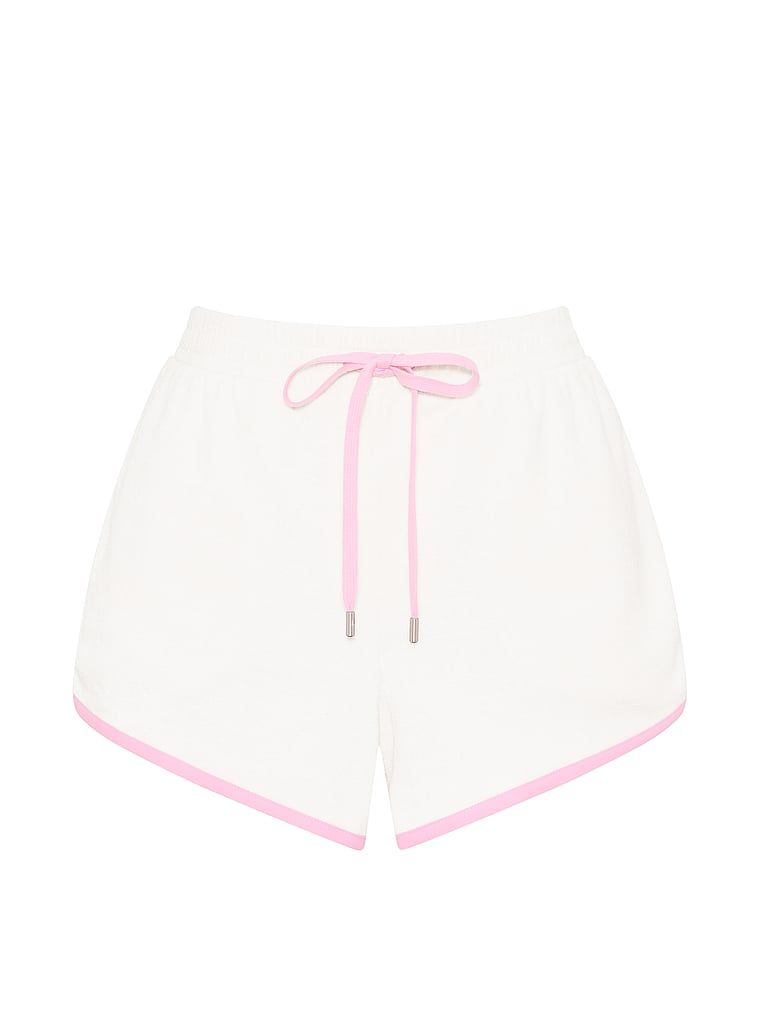Pantaloni scurți micro Terry din bumbac. Produsul este alb și provine din colecția Angel Essentials.