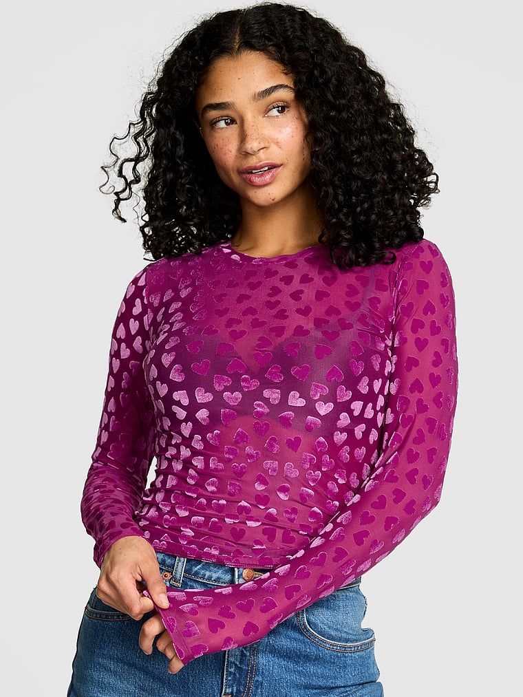 Base Heart Mesh Tricou cu mânecă lungă