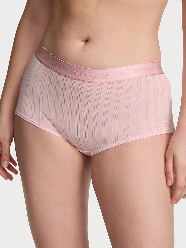 Pantaloni scurți din modal Ultra-Fine Logo Boyshort. Produsul este roz și provine din colecția Bumbac.