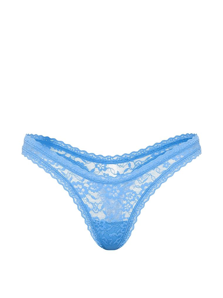 Tanga Ultra-Mini Scoop din dantelă. Produsul este albastru și provine din colecția Lacie.