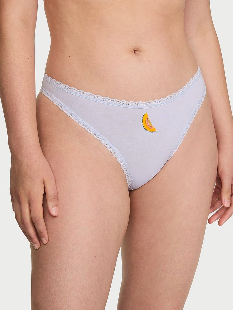 Lace Trim Chiloți Tanga din bumbac cu betelie din dantelă