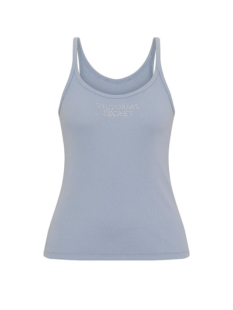 Topul de dormit din bumbac mix & match. Produsul este albastru și provine din colecția Victoria's Secret.