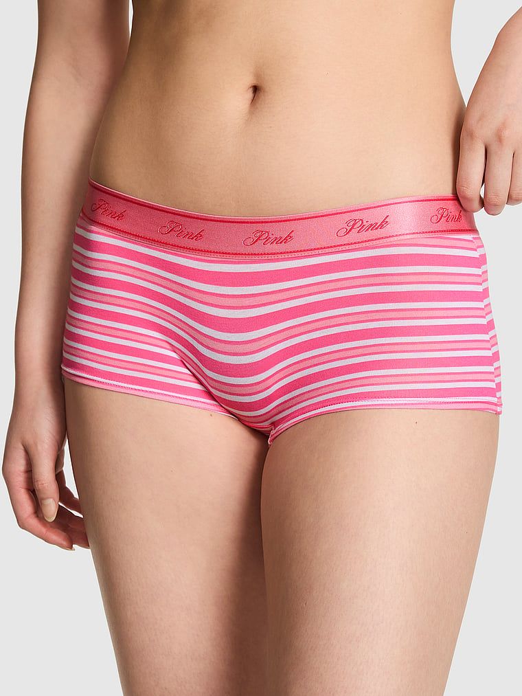 PINK Chiloți Boyshort din bumbac cu logo