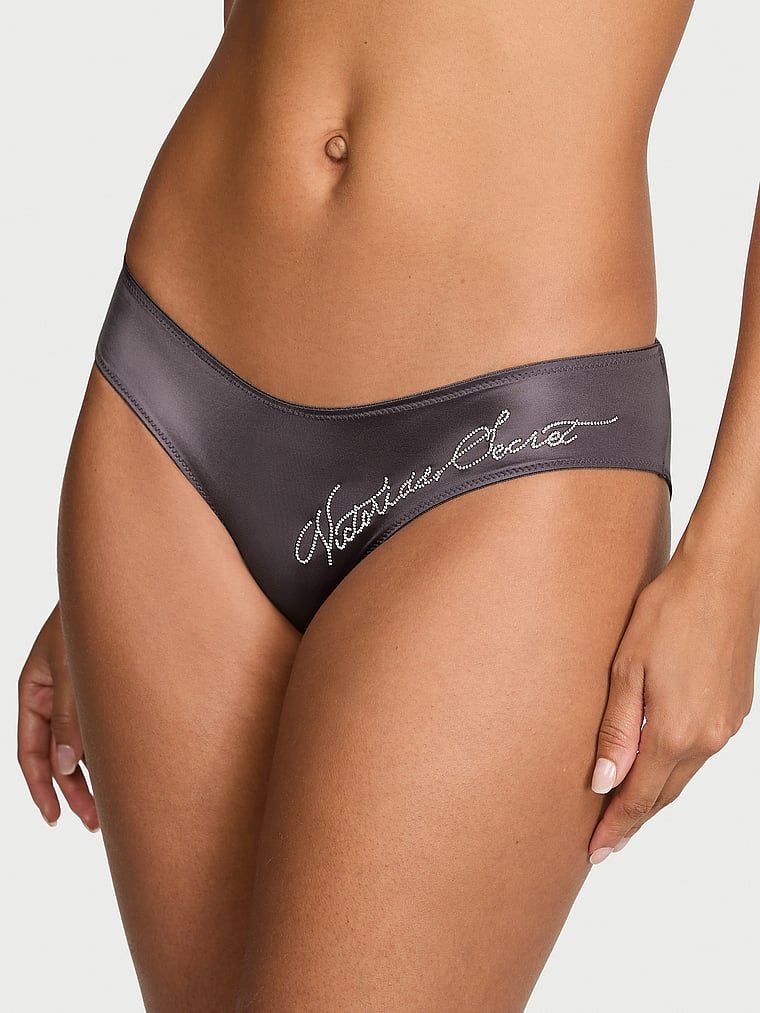 Chiloți cu spate unic și litere Shine Script Cheeky. Produsul este de culoare gri și provine din colecția Very Sexy.