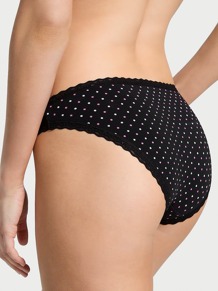 Chiloți din bumbac cu dantelă Lunghi-Trim Bikini. Produsul este modelat și provine din colecția Lacie.