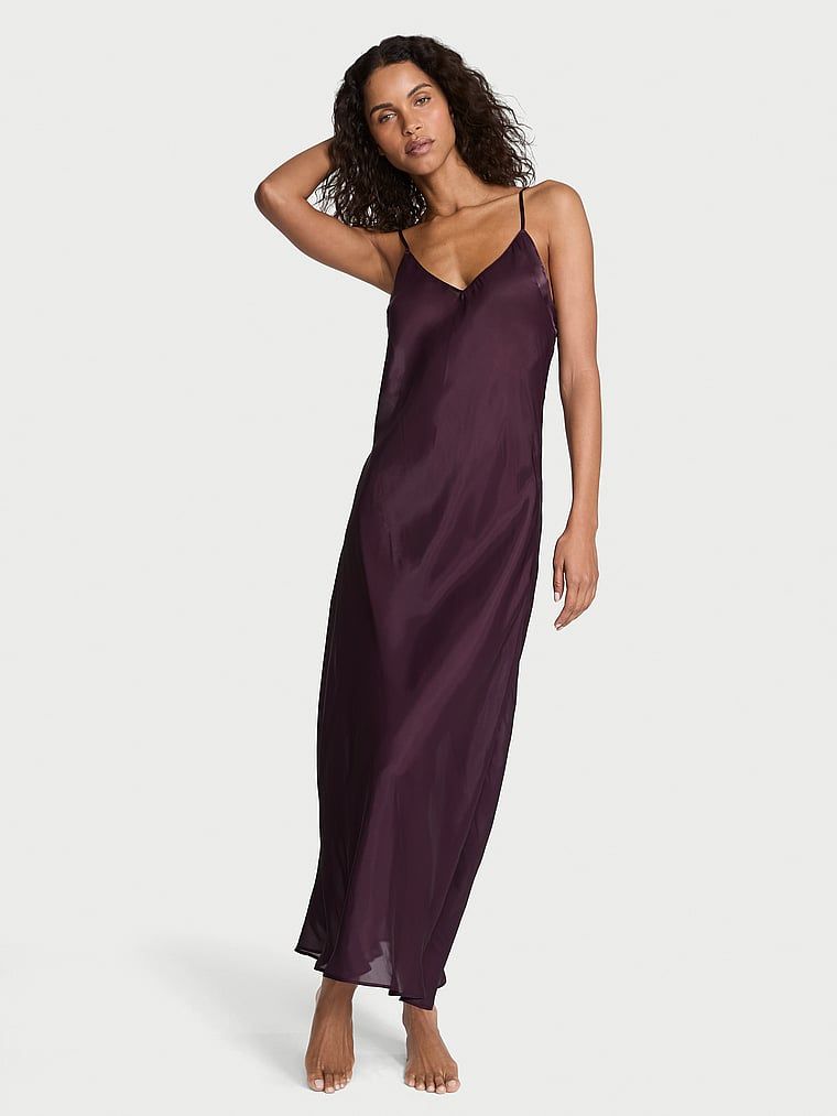 Victorias Secret Cămașă de noapte lungă din satin transparent de lux