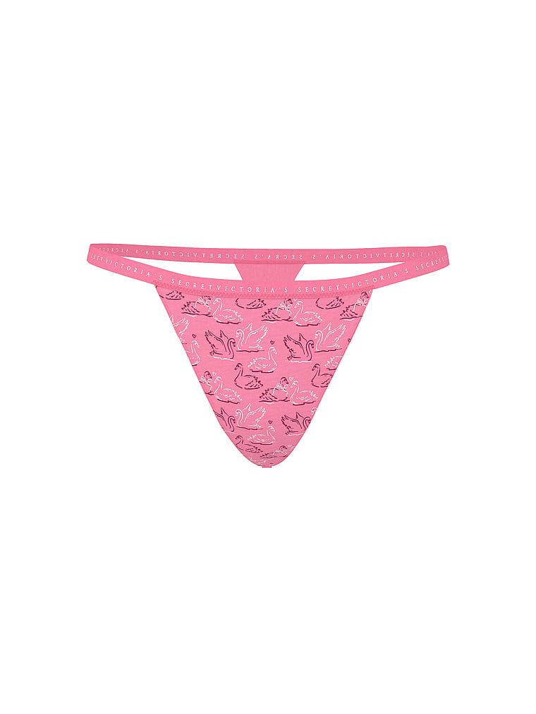 Tanga de bumbac elastic. Produsul este modelat și provine din colecția Victoria's Secret.