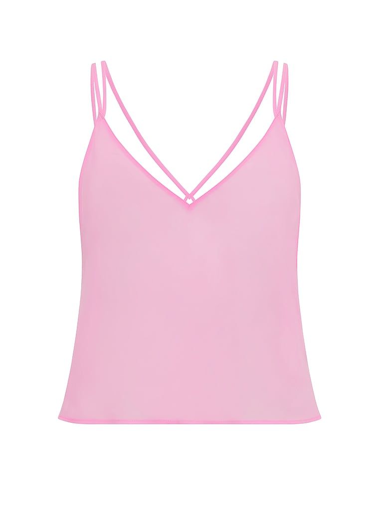 Bluză din șifon pentru somn. Produsul este roz și provine din colecția Victoria's Secret.