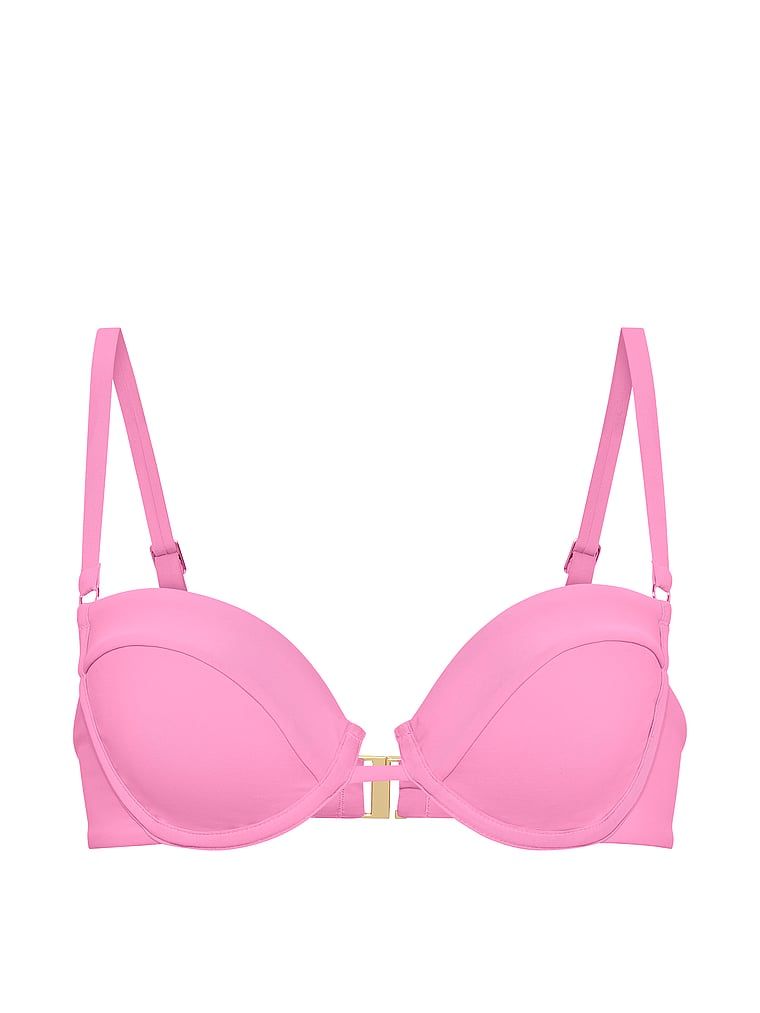 Balconet de top de bikini fără căptușeală. Produsul este roz și provine din colecția Victoria's Secret Swim.
