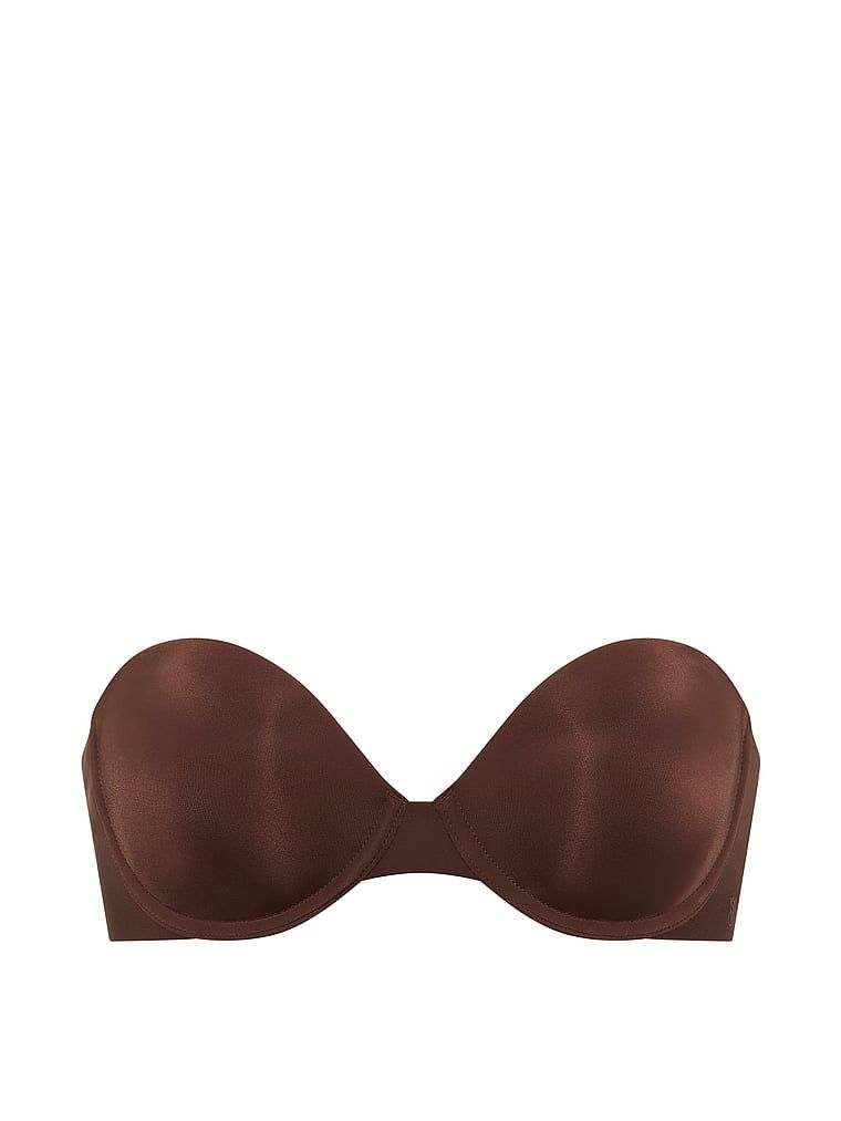Sutien fără bretele, ușor căptușit. Produsul este de culoare maro și provine din colecția Invisible de la Victoria's Secret.
