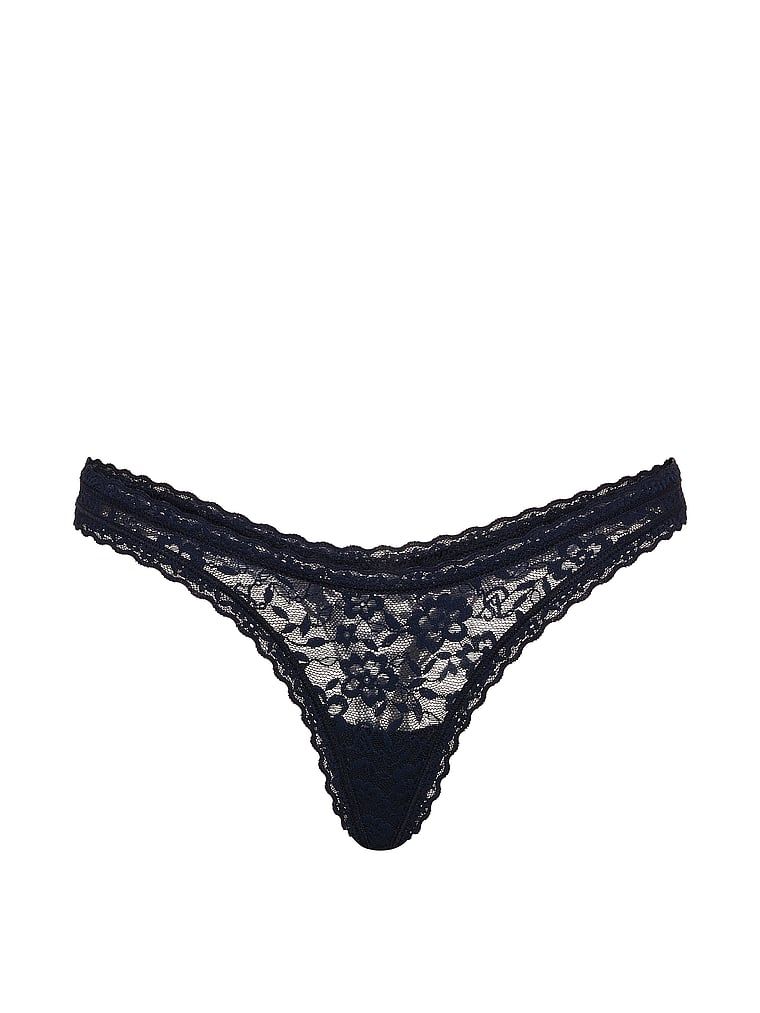 Tanga Ultra-Mini Scoop din dantelă. Produsul este albastru și provine din colecția Lacie.