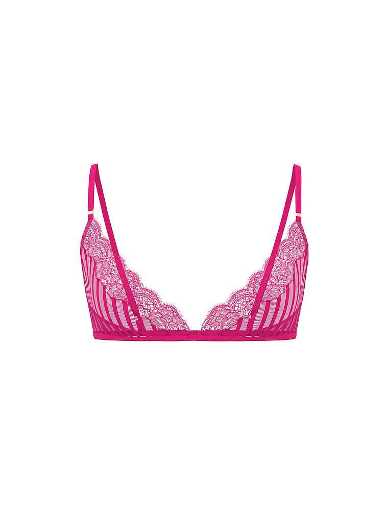 Bralet de sutien cu dungi transparente. Produsul este roz și provine din colecția Victoria's Secret.