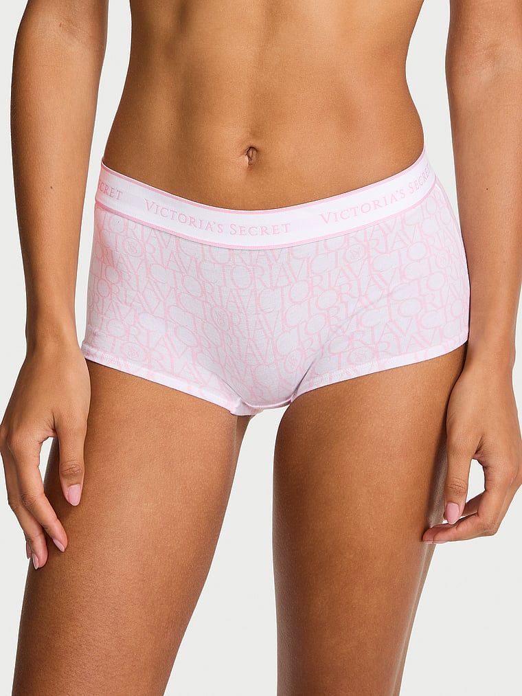 Cotton Chiloți Boyshort din bumbac, cu logo aplicat